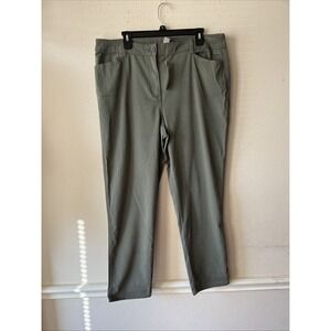 Chico's Women Straight Leg Ankle Pant 2.5/L Twill Chino Green Comfy  New Preppy